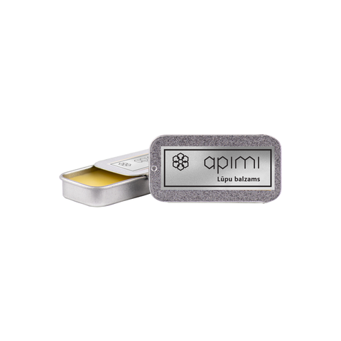 apimi, lip balm in box, with beeswax, gray packaging, 5 ml