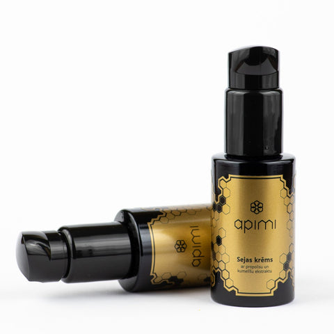 apimi, face cream, gold and black glass package, 50 ml